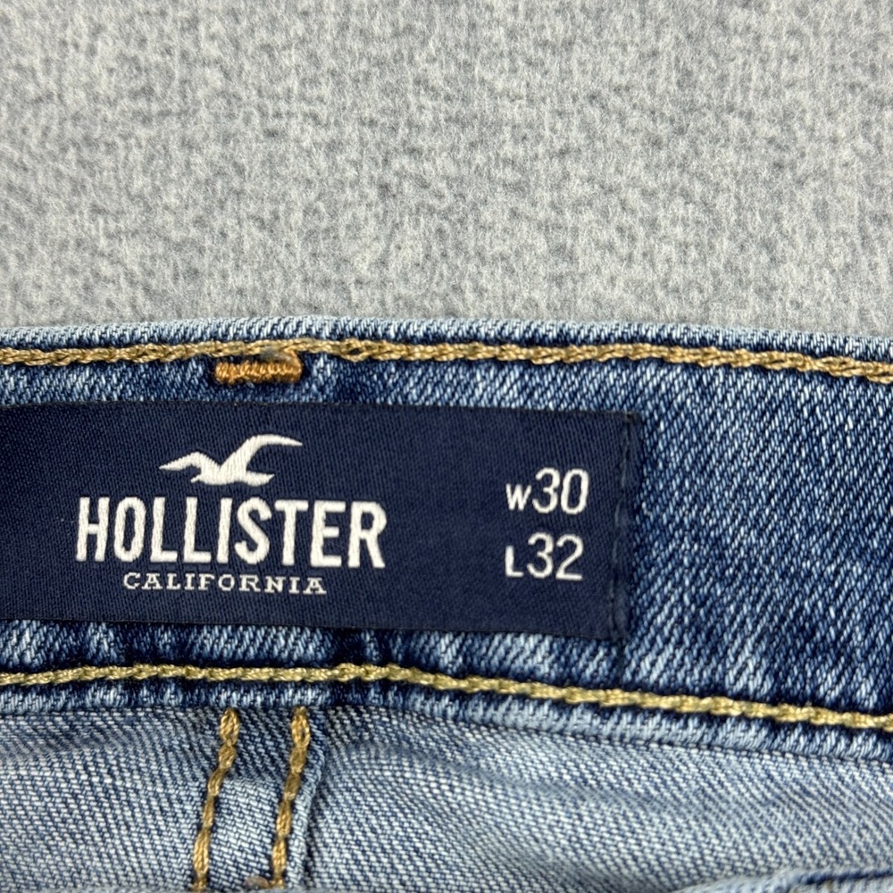 Hollister Jeans Men 30x30 Blue Epic Flex Straight Slim Fit Light 5-Pocket Cotton - Picture 3 of 14